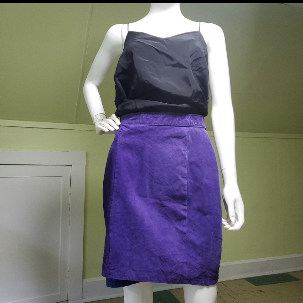 Royal Purple Vintage Suede Leather Mini Skirt